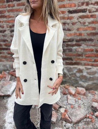 Halle | Double-Breasted Coat with Contrast Sleeves