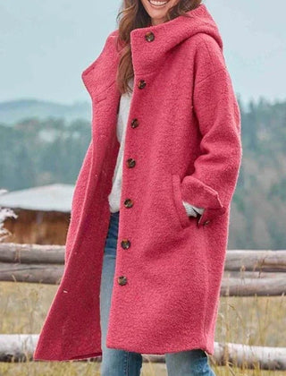 Eleanor | Long Hooded Button Coat