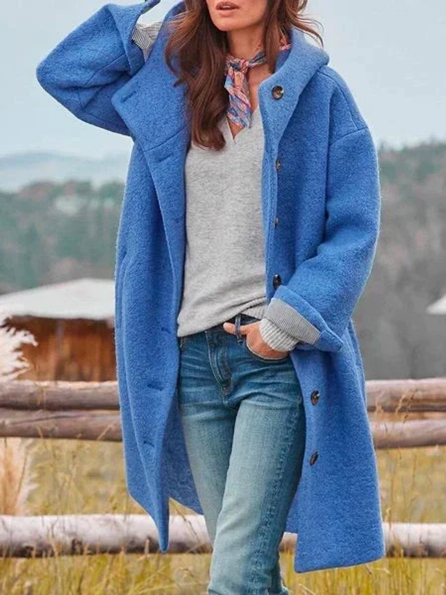 Eleanor | Long Hooded Button Coat