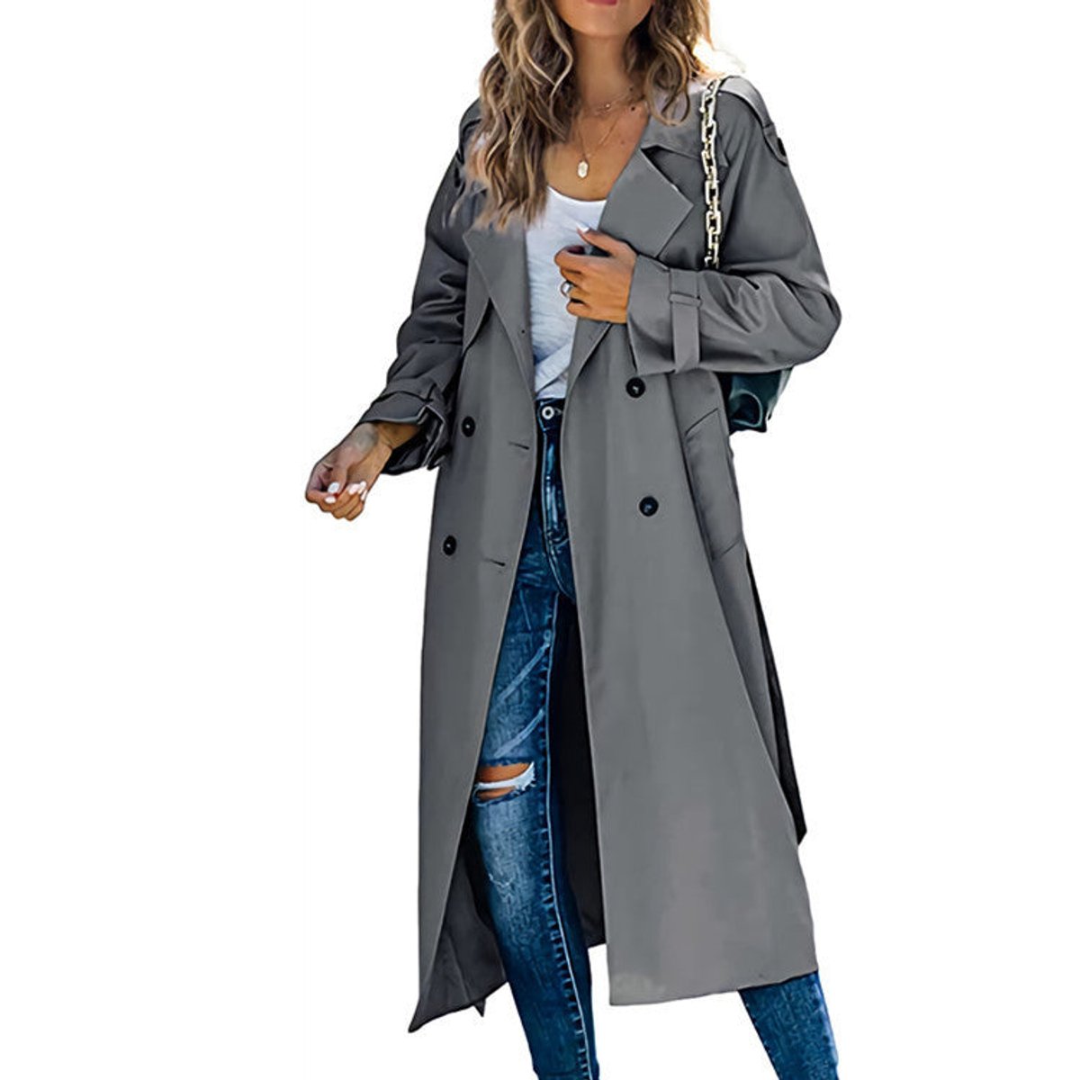 Sonia | Belted Double-Breasted Longline Trench Coat