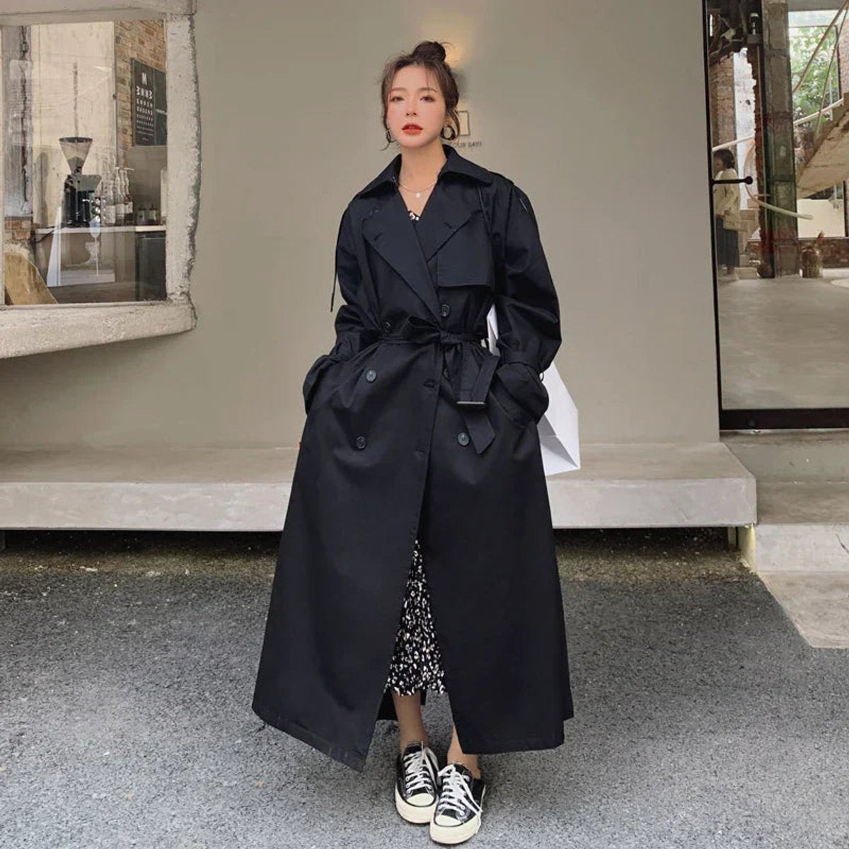 Lena | Oversized Double-Breasted Long Trench Coat