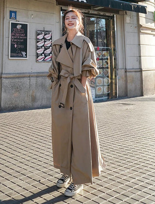 Lena | Oversized Double-Breasted Long Trench Coat
