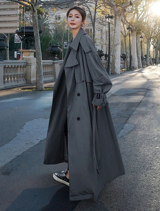 Lena | Oversized Double-Breasted Long Trench Coat