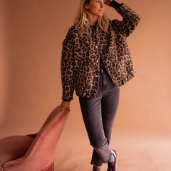 Cressida | Oversized Leopard-Print Quilted Jacket