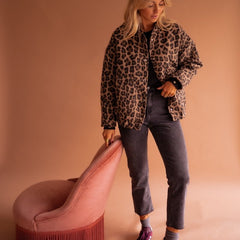 Cressida | Oversized Leopard-Print Quilted Jacket