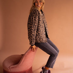 Cressida | Oversized Leopard-Print Quilted Jacket