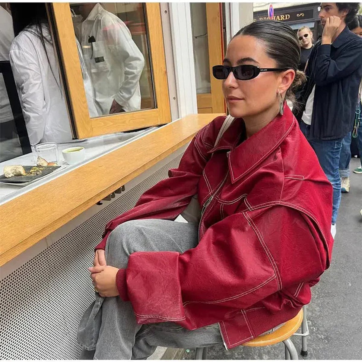 Theodora | Oversized Contrast-Stitch Bomber Jacket