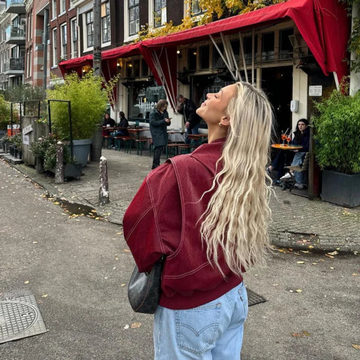 Theodora | Oversized Contrast-Stitch Bomber Jacket