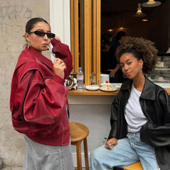 Theodora | Oversized Contrast-Stitch Bomber Jacket