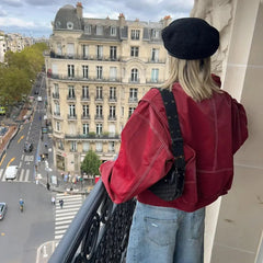 Theodora | Oversized Contrast-Stitch Bomber Jacket