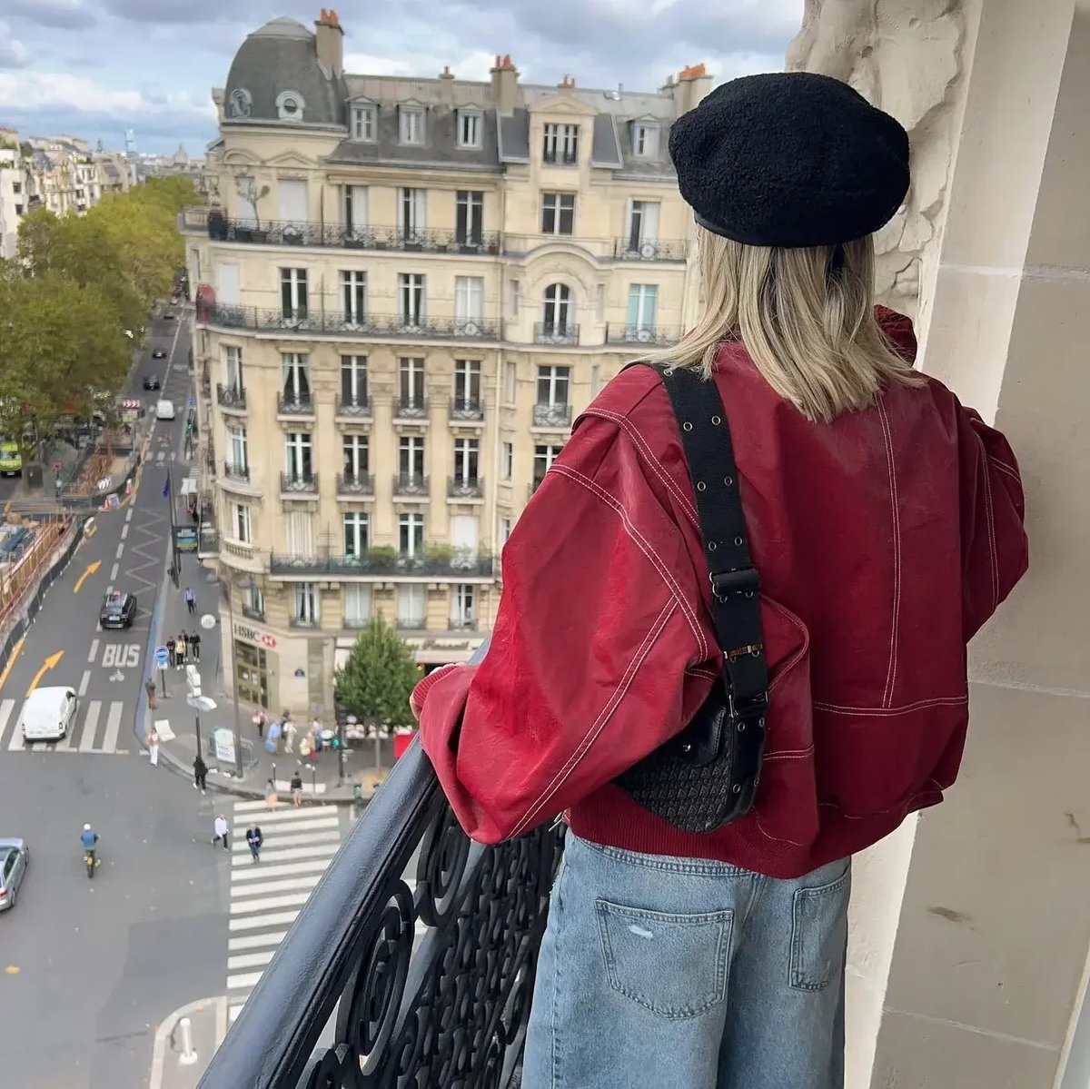 Theodora | Oversized Contrast-Stitch Bomber Jacket