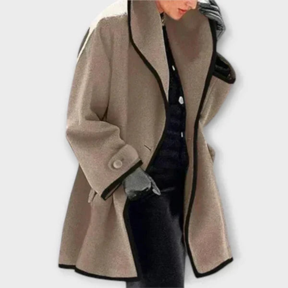 Hermione | Oversized Contrast-Trim Coat