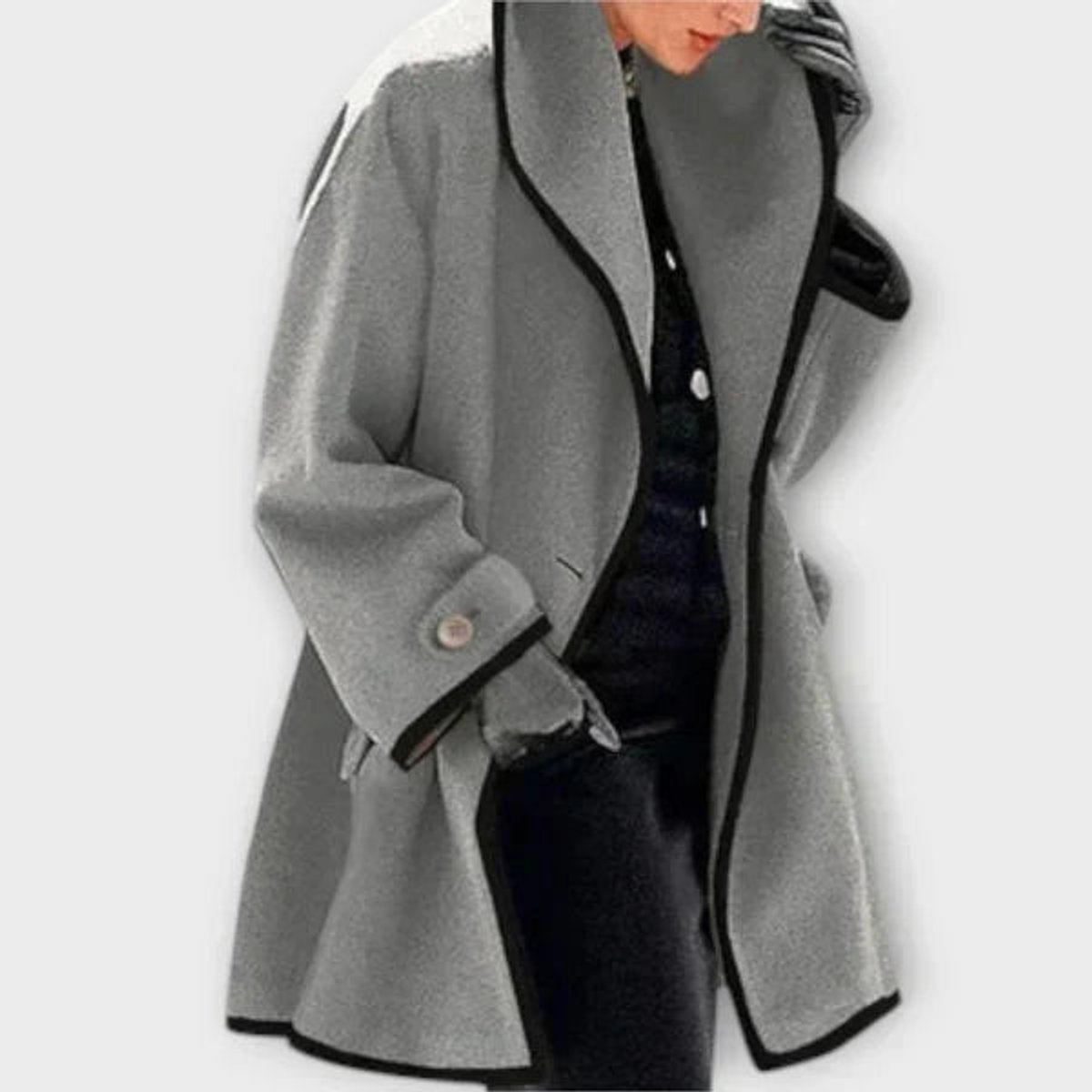 Hermione | Oversized Contrast-Trim Coat
