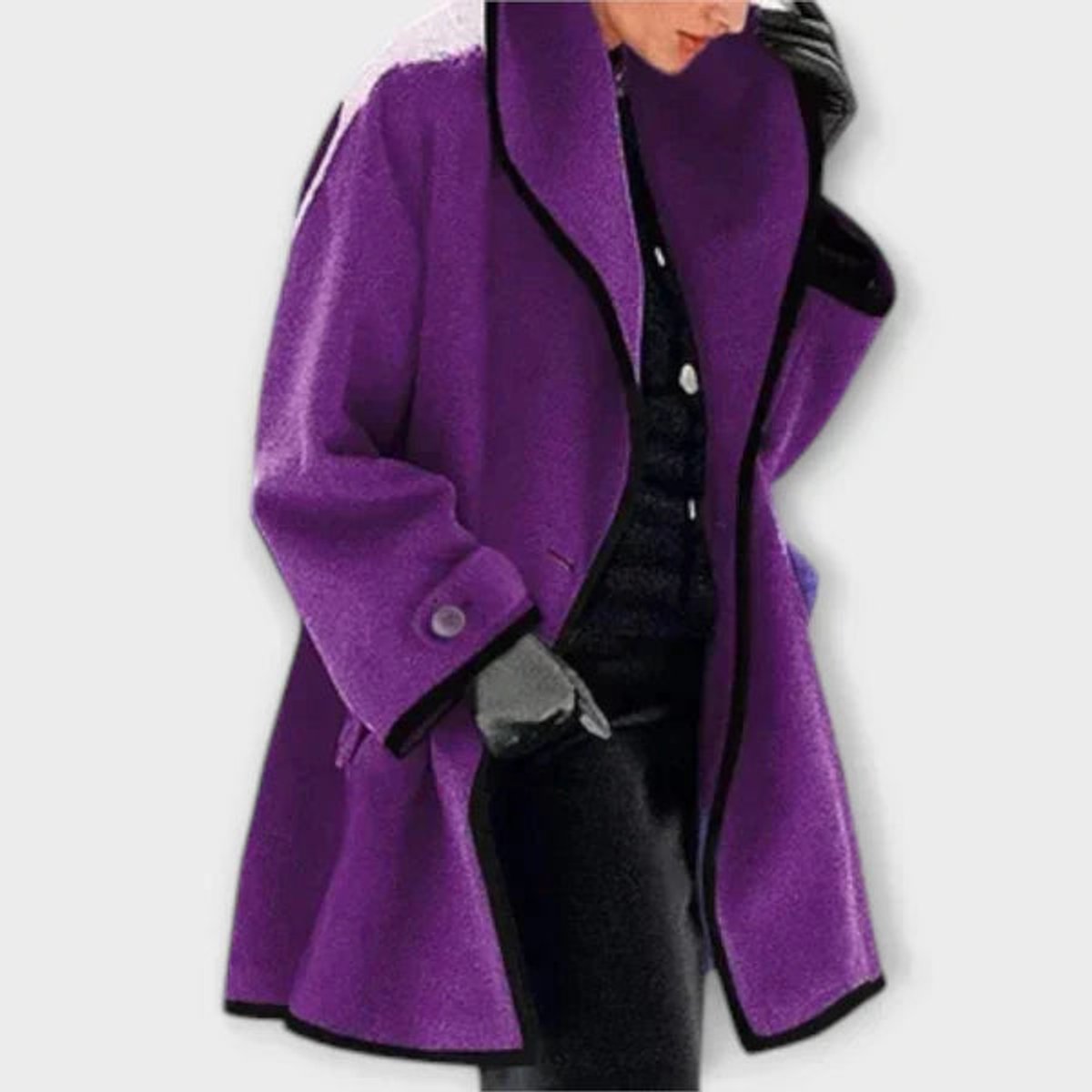 Hermione | Oversized Contrast-Trim Coat