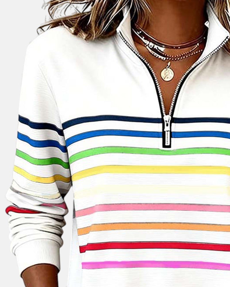 Selma | Striped Quarter-Zip Sweatshirt