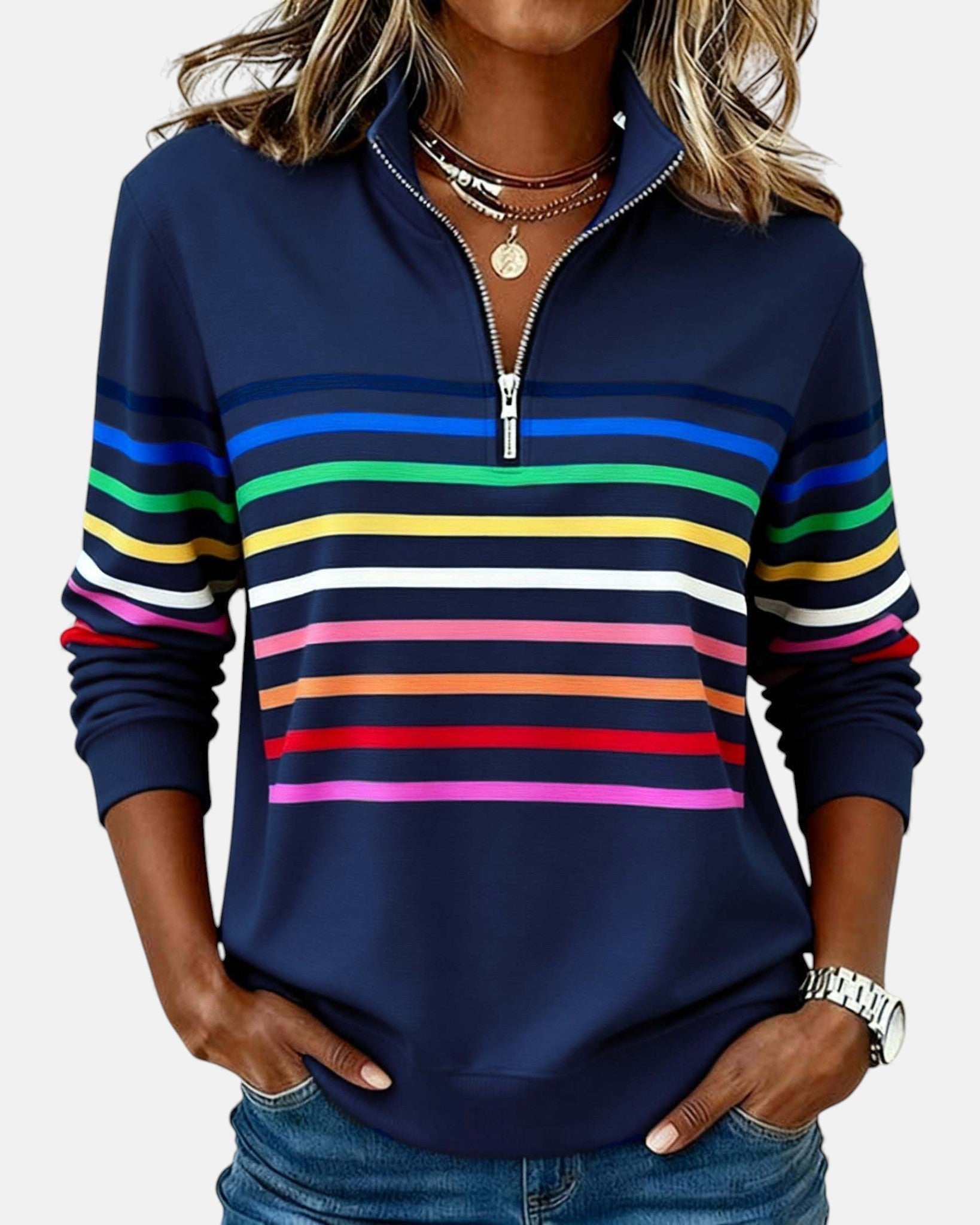 Selma | Striped Quarter-Zip Sweatshirt