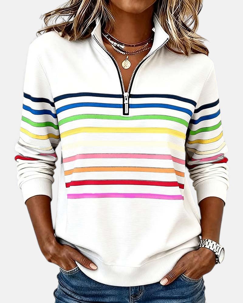 Selma | Striped Quarter-Zip Sweatshirt
