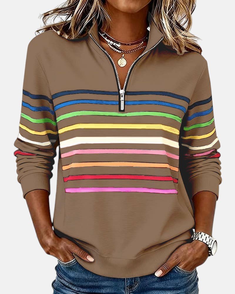 Selma | Striped Quarter-Zip Sweatshirt