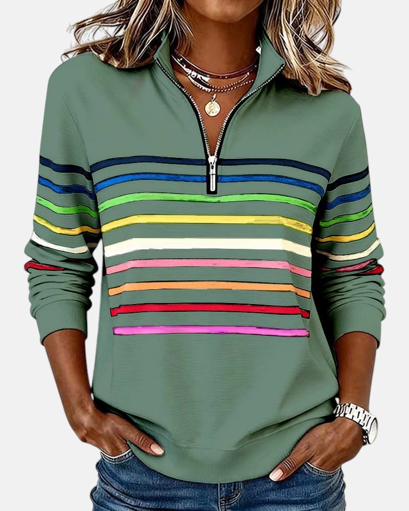 Selma | Striped Quarter-Zip Sweatshirt