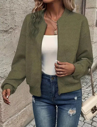 Estelle | Textured Zip-Up Bomber Jacket