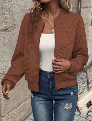 Estelle | Textured Zip-Up Bomber Jacket