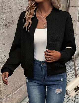 Estelle | Textured Zip-Up Bomber Jacket
