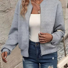 Estelle | Textured Zip-Up Bomber Jacket