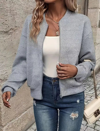 Estelle | Textured Zip-Up Bomber Jacket