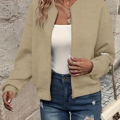 Estelle | Textured Zip-Up Bomber Jacket