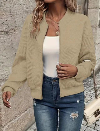 Estelle | Textured Zip-Up Bomber Jacket