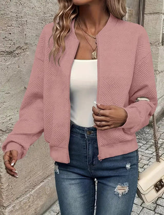 Estelle | Textured Zip-Up Bomber Jacket