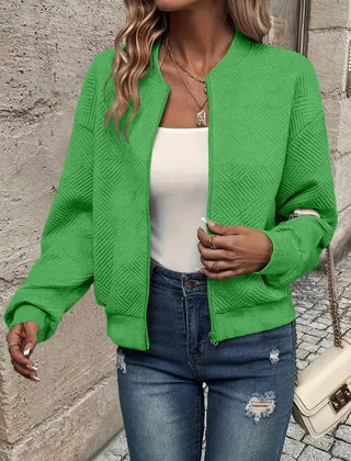 Estelle | Textured Zip-Up Bomber Jacket