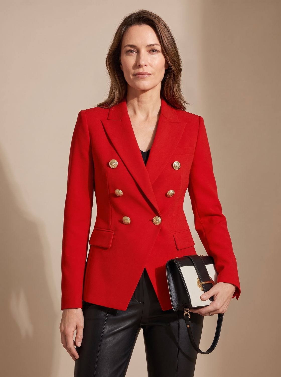 Marianne | Tailored Double-Breasted Gold-Button Blazer