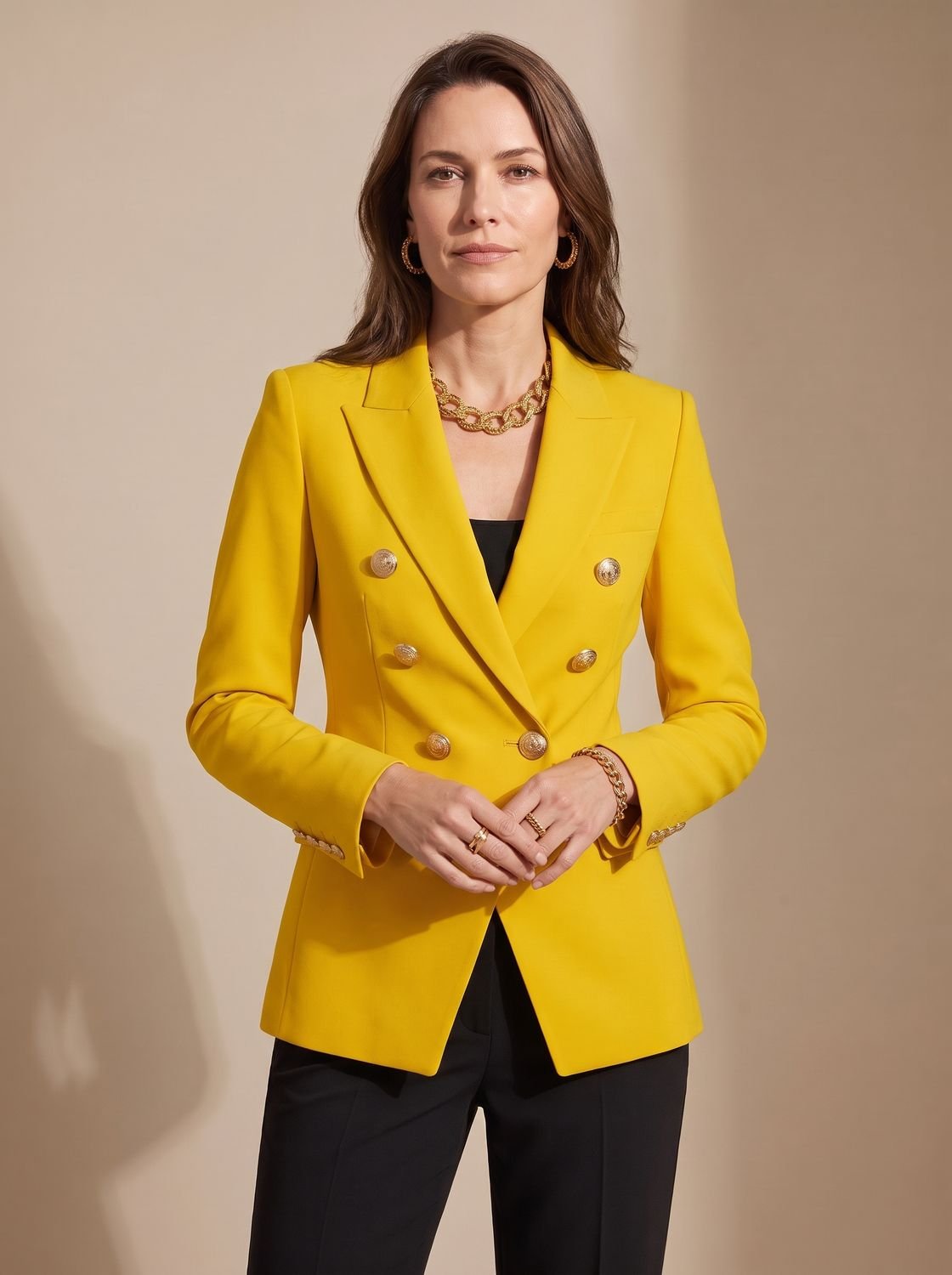 Marianne | Tailored Double-Breasted Gold-Button Blazer