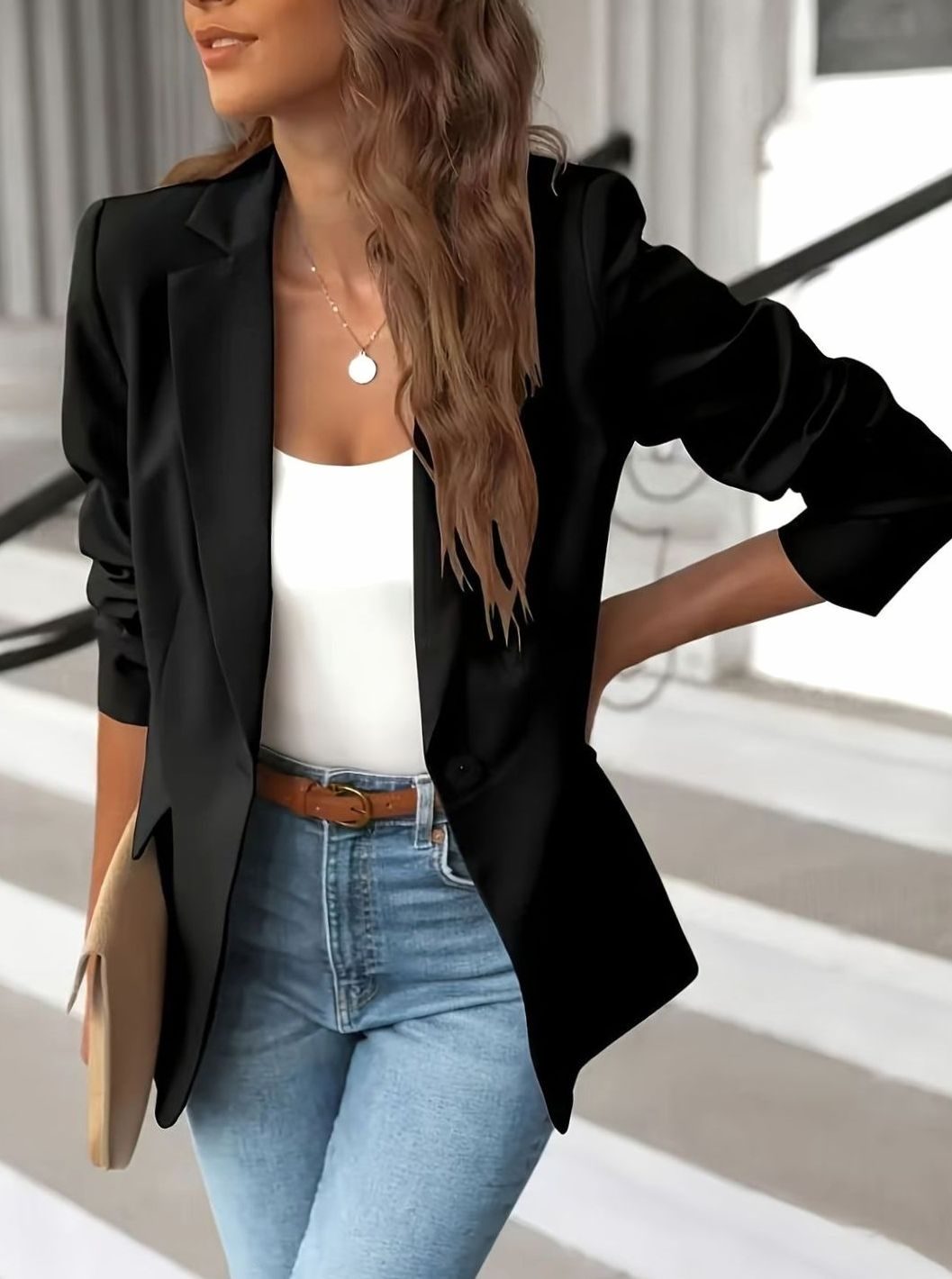 Isadora | Tailored Single-Button Ruched-Sleeve Blazer
