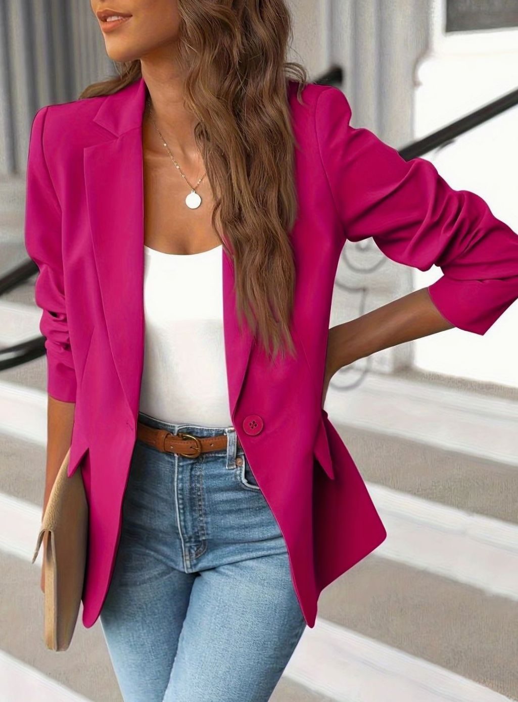 Isadora | Tailored Single-Button Ruched-Sleeve Blazer
