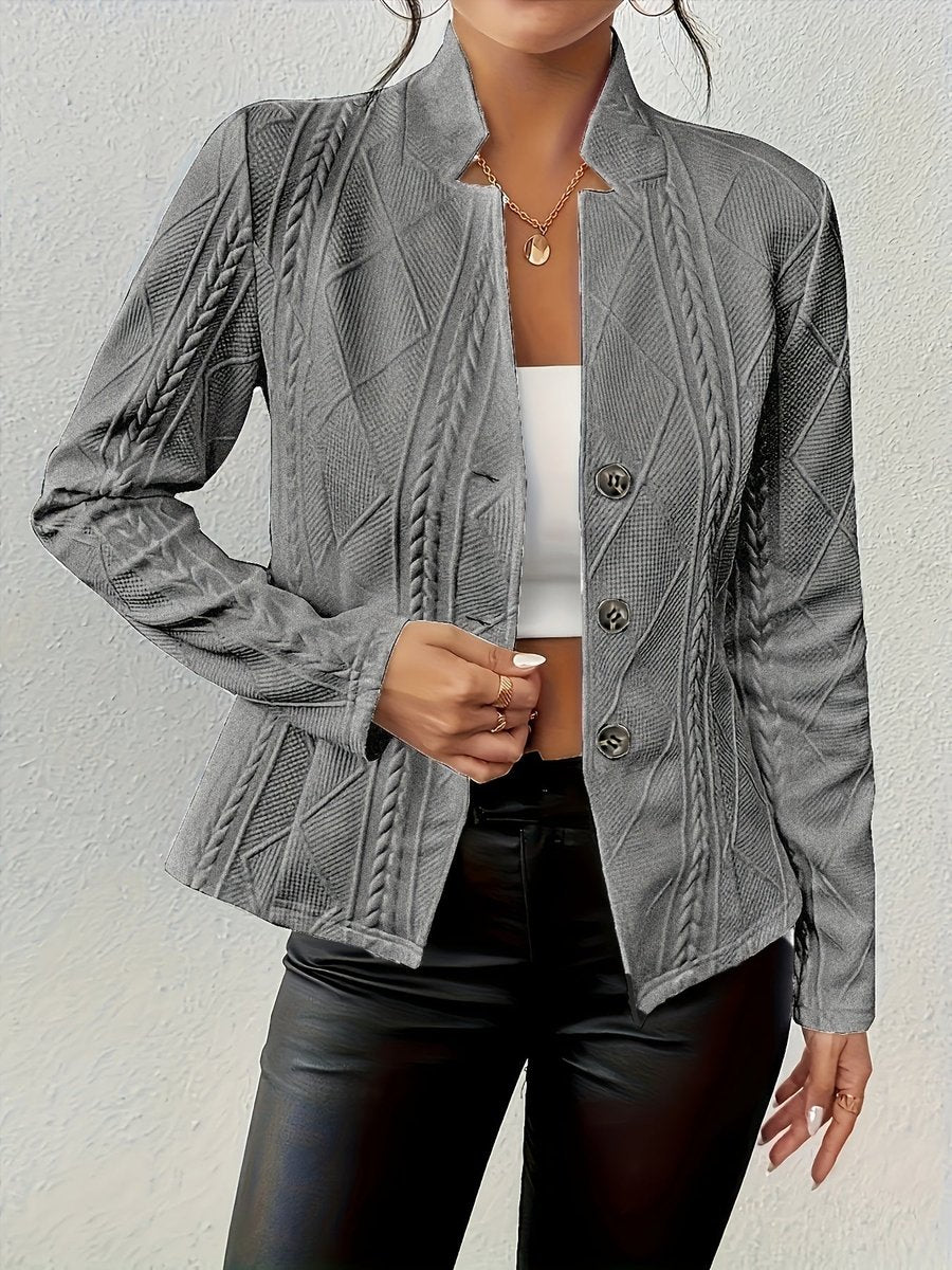 Emmeline | Textured Cable-Pattern Open-Front Jacket