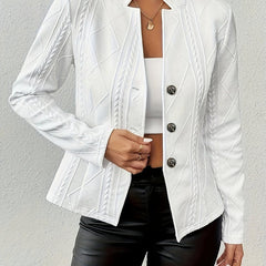 Emmeline | Textured Cable-Pattern Open-Front Jacket