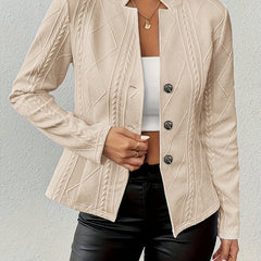 Emmeline | Textured Cable-Pattern Open-Front Jacket