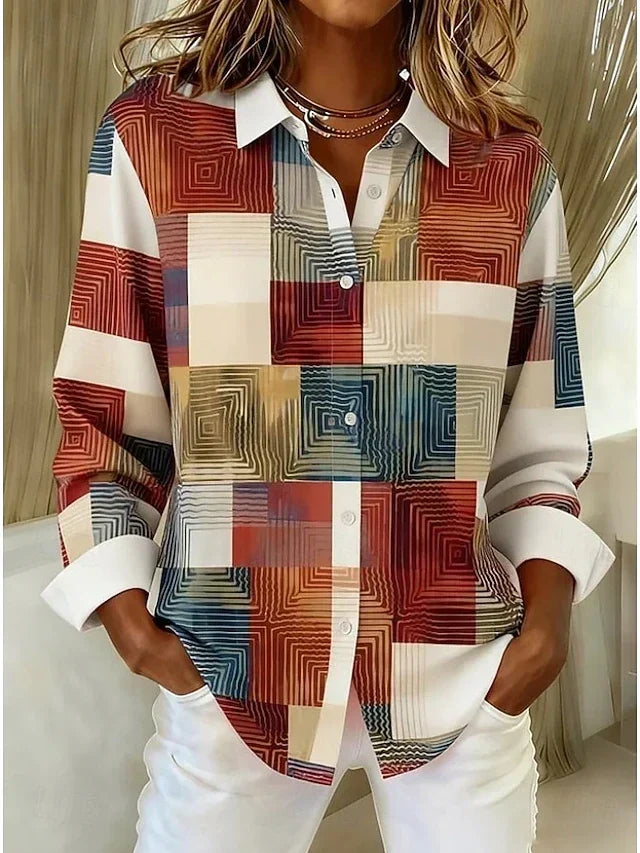 Hattie | Patchwork Colour-Block Button-Front Shirt