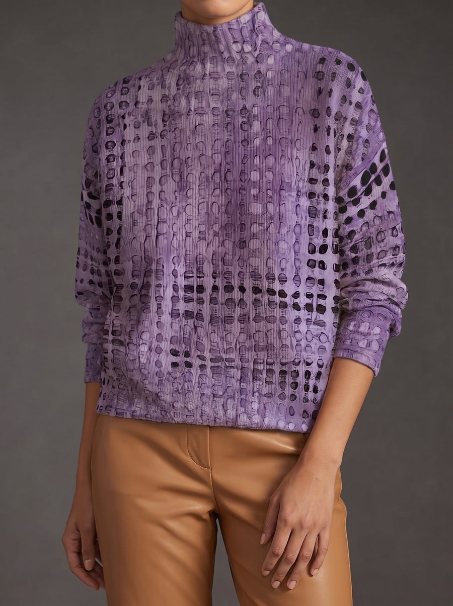 Ysolde | Lavender Lattice Roll Neck Jumper